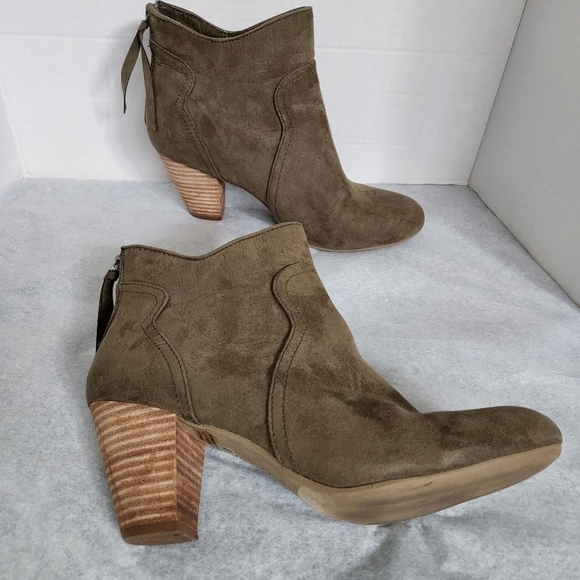 REPORT MARTIN Faux Suede Back Zip Brown Taupe Ankle Booties Size 9 - Picture 3 of 9